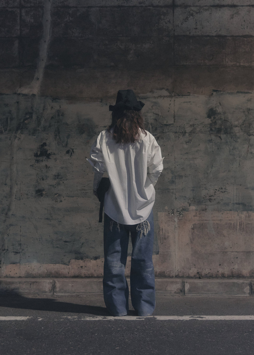 Hand-Braided Vintage Denim Effect Leather Pants