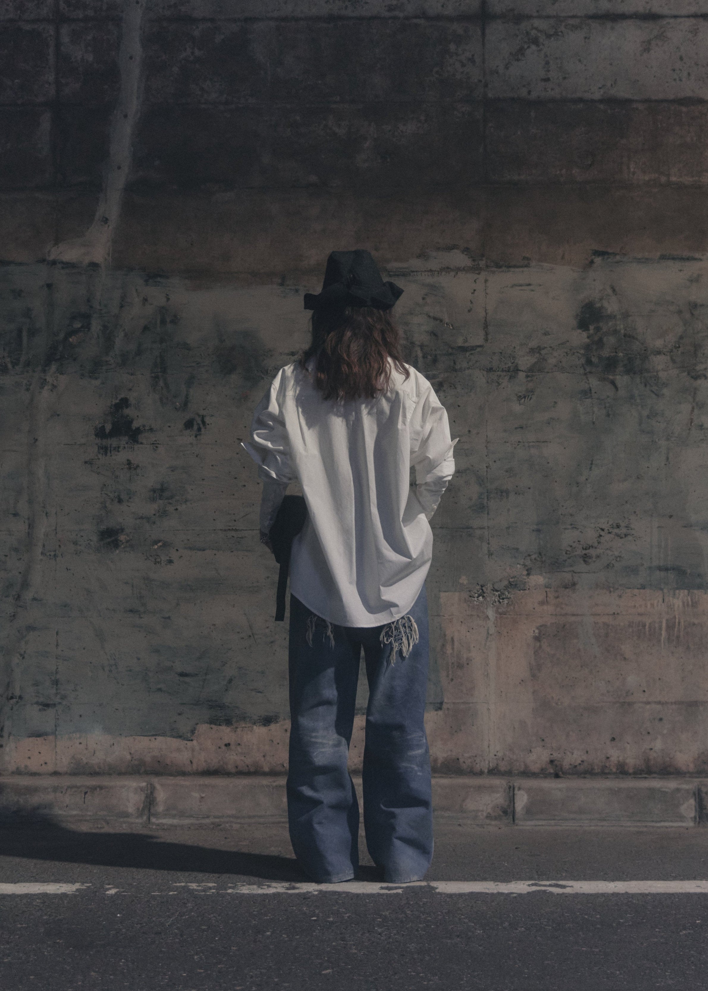Hand-Braided Vintage Denim Effect Leather Pants