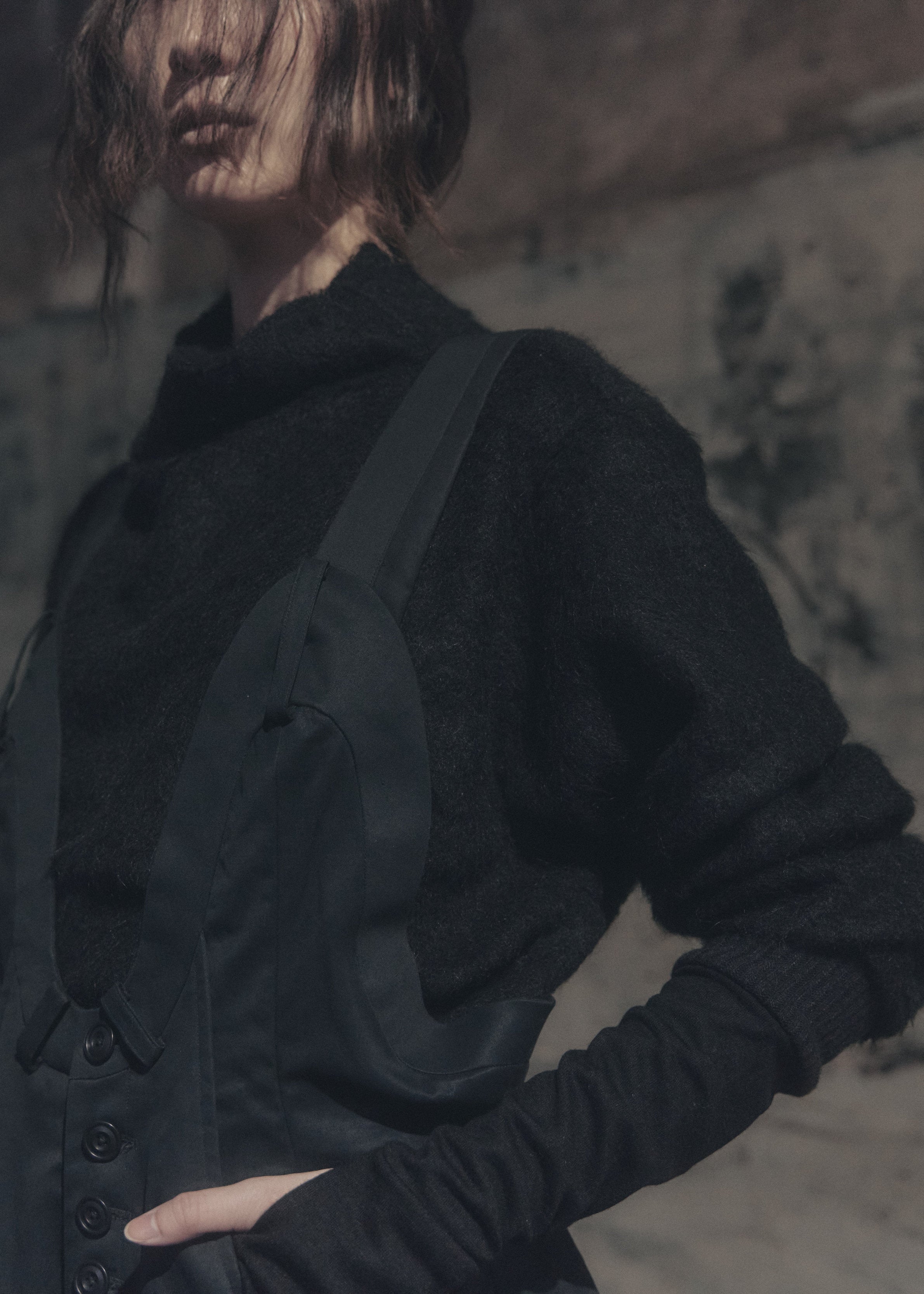 Pushed-up Sleeves Alpaca Shaggy Sweater