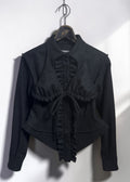 Wool Bra-Collar Ruffle Shirt