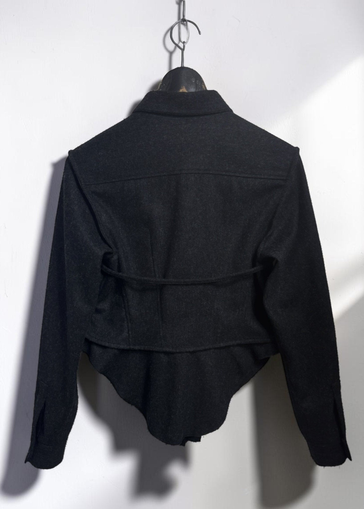 Wool Bra-Collar Ruffle Shirt