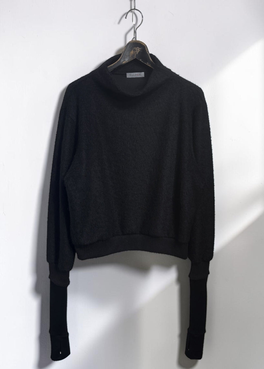 Pushed-up Sleeves Alpaca Shaggy Sweater