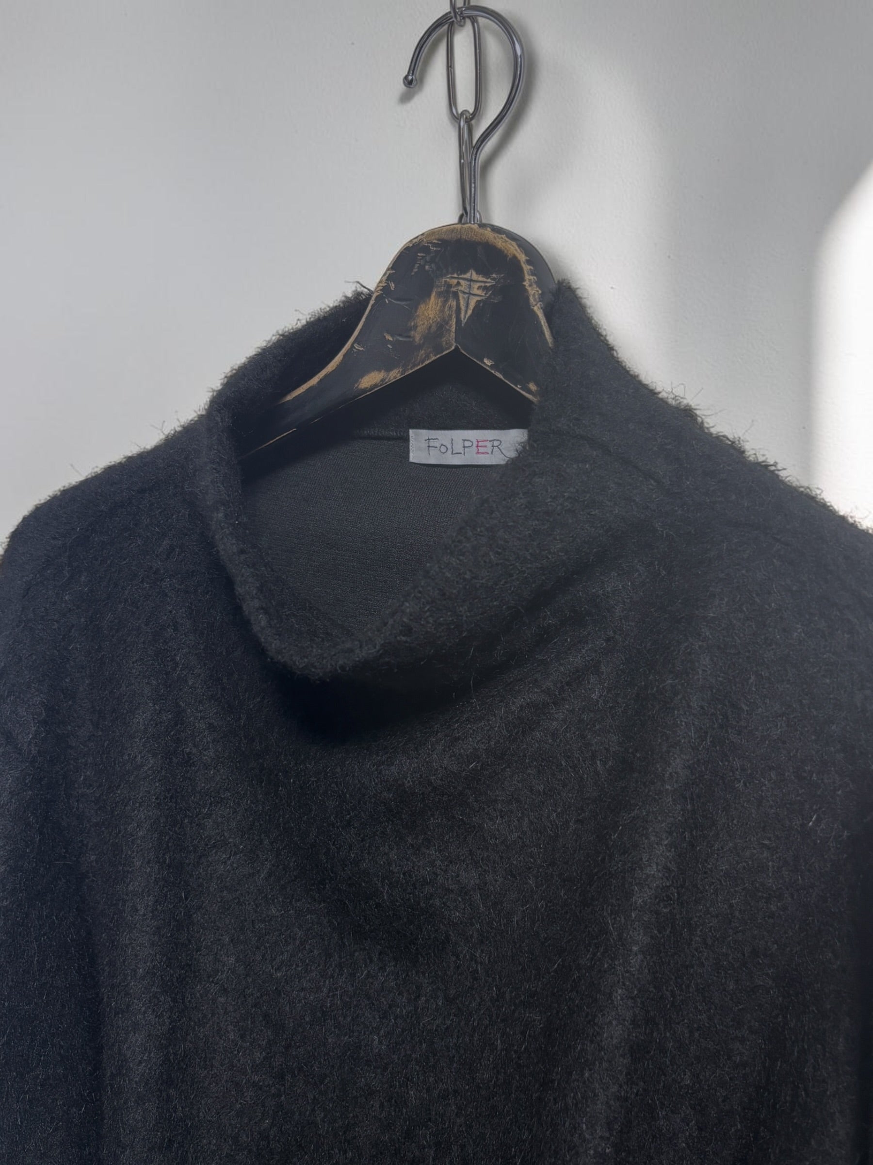 Pushed-up Sleeves Alpaca Shaggy Sweater