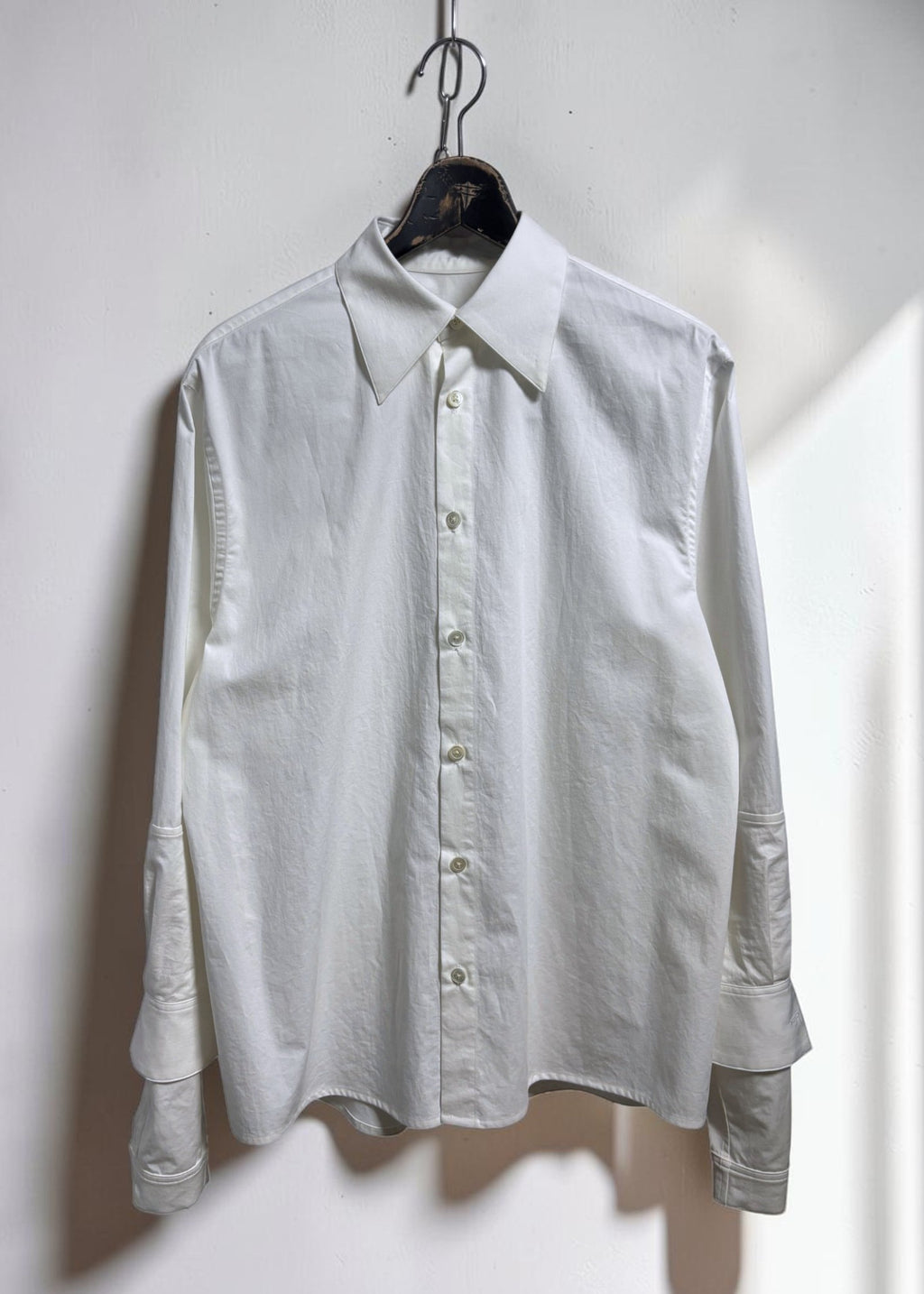 Rolled-up Sleeves Cotton Shirt [WH]
