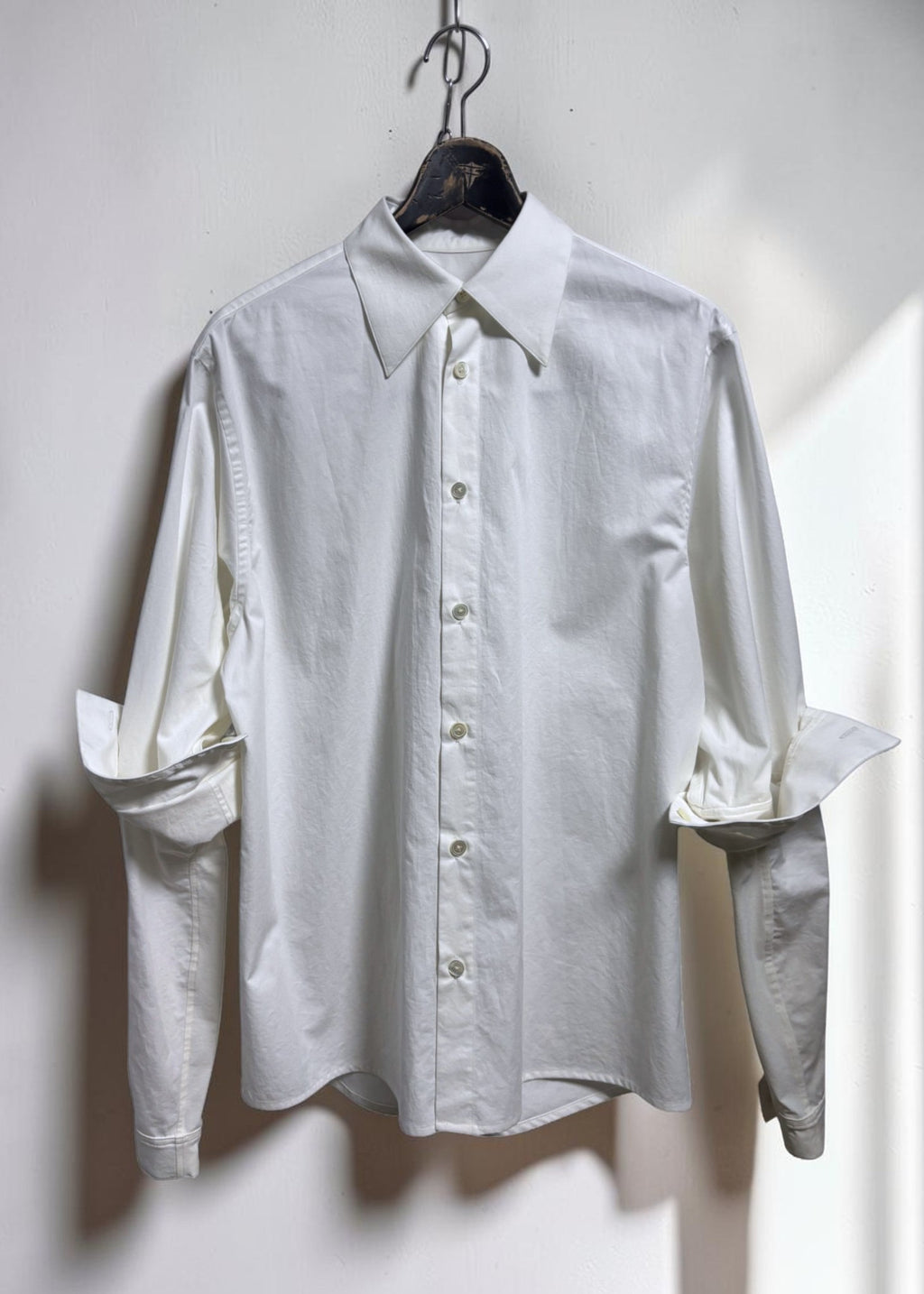 Rolled-up Sleeves Cotton Shirt [WH]