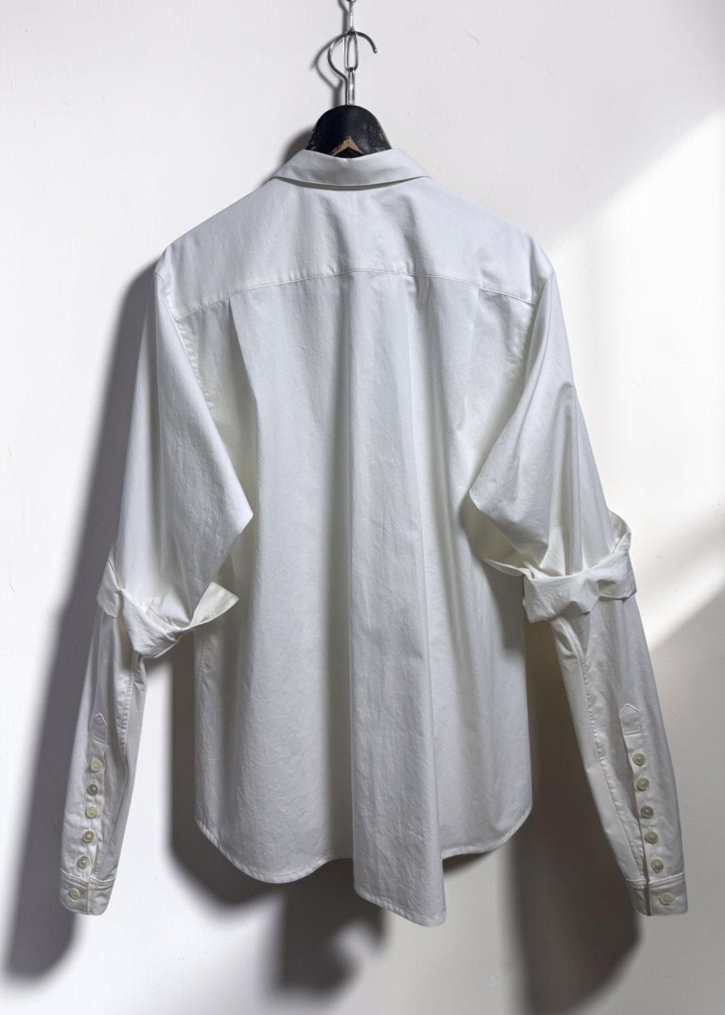 Rolled-up Sleeves Cotton Shirt [WH]