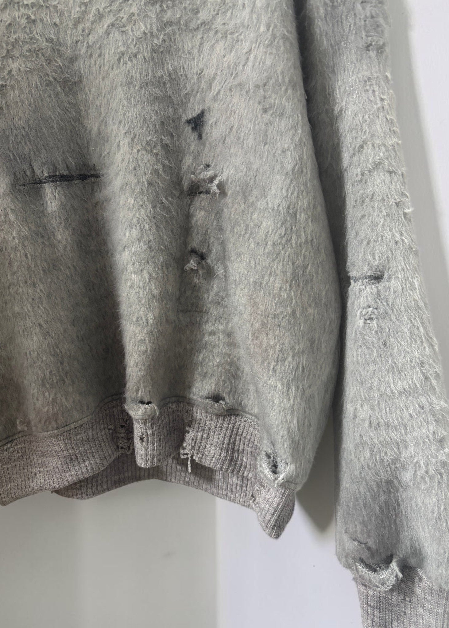 Vintage Effect Shaggy Sweat Shirt [GY]