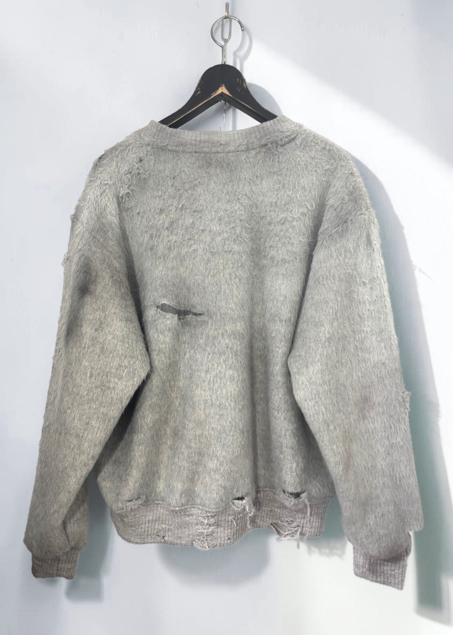 Vintage Effect Shaggy Sweat Shirt [GY]
