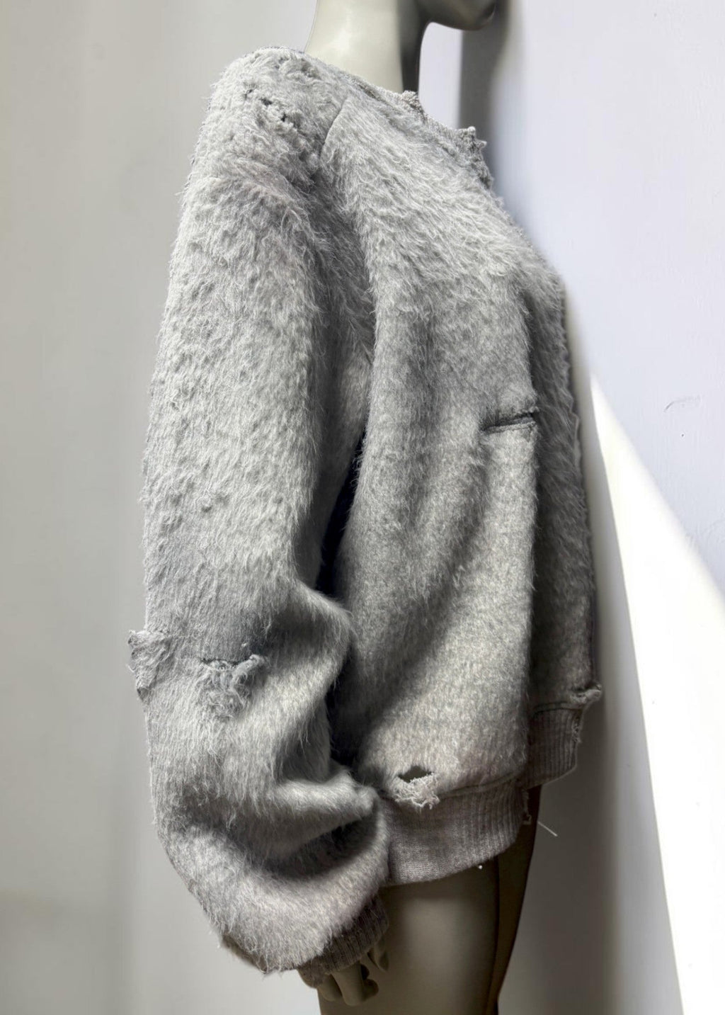 Vintage Effect Shaggy Sweat Shirt [GY]