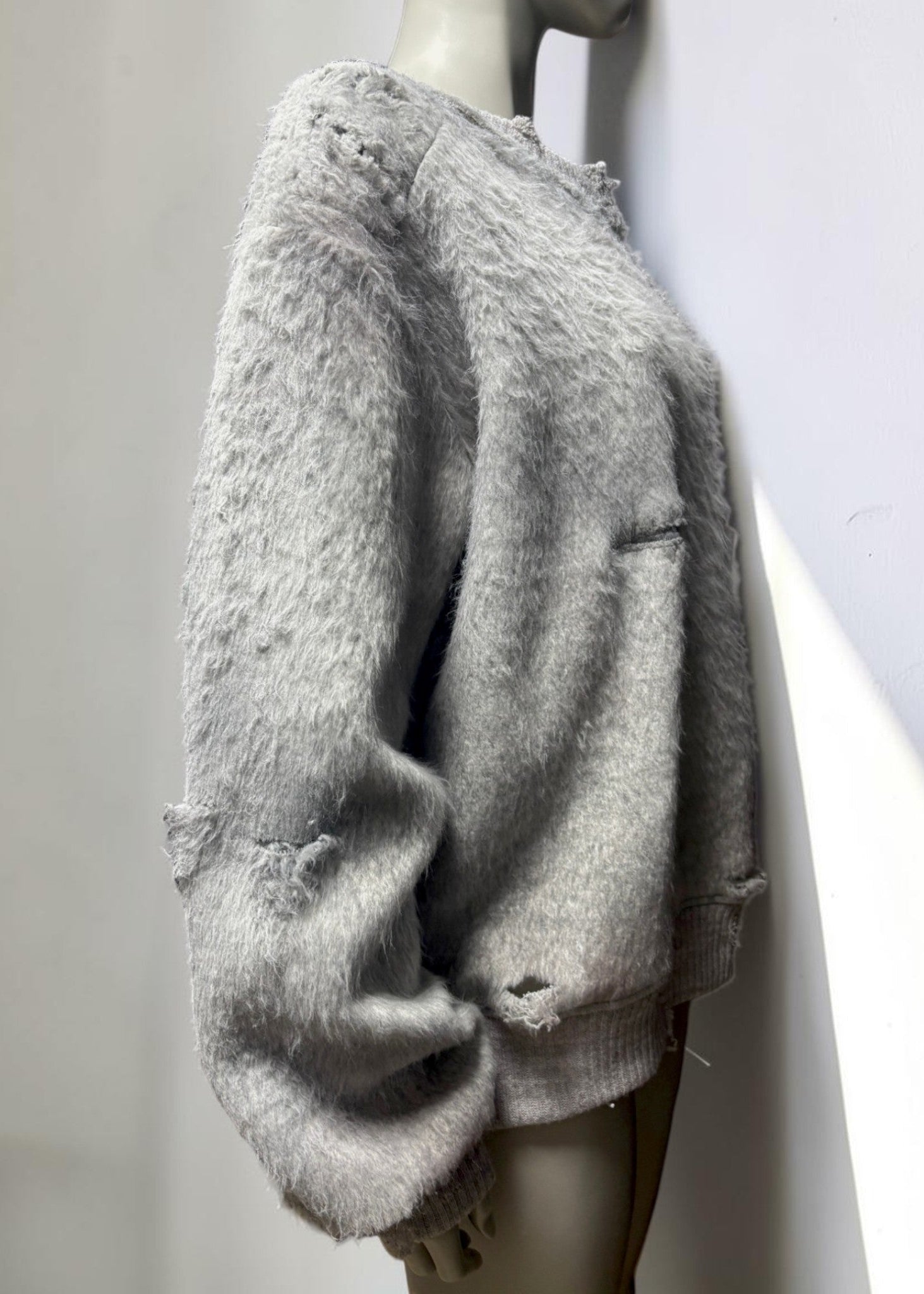 Vintage Effect Shaggy Sweat Shirt [GY]