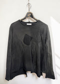 Sun-Faded Effect Offset Long-Sleeve Tee [BK]