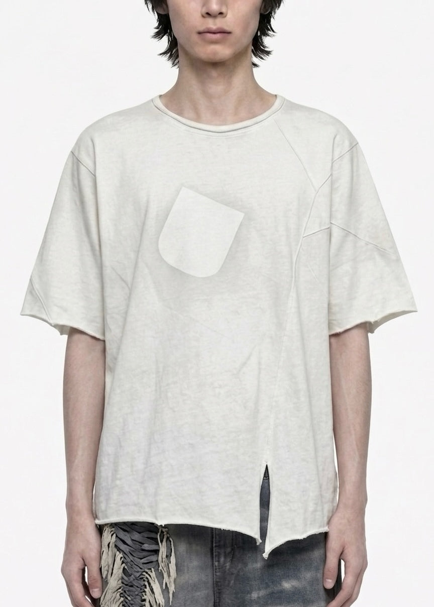 Aged Effect Offset Short-Sleeve Tee [WH]